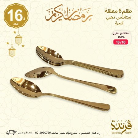 طقم 6 معالق ذهبي حجم كبير